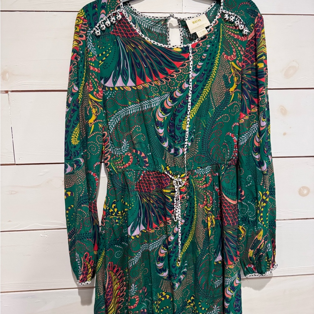 Anthropologie Green Paisley Dress